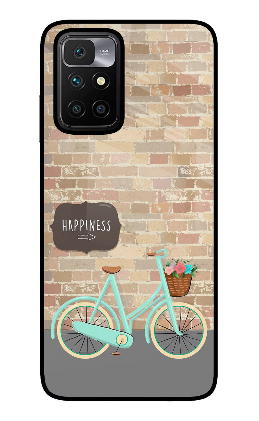 Happiness Artwork Redmi 10 Prime Back Cover, Glass case