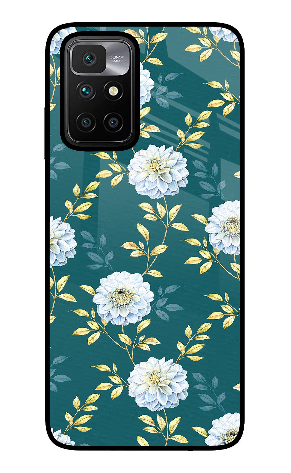 Flowers Redmi 10 Prime Glass Case Back Cover by Casekaro