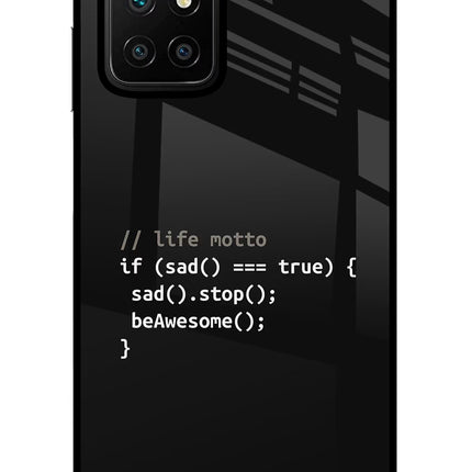 Life Motto Code Redmi 10 Prime Glass Case Back Cover by Casekaro