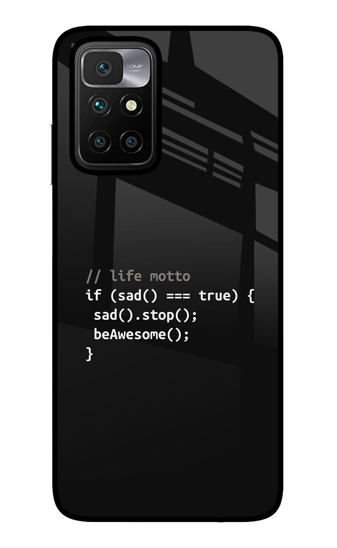 Life Motto Code Redmi 10 Prime Glass Case Back Cover by Casekaro