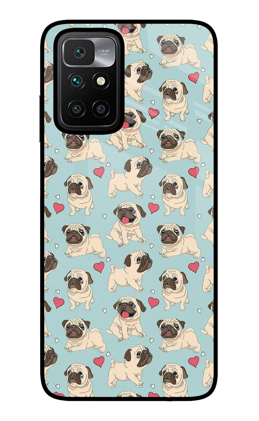 Pug Dog Redmi 10 Prime Back Cover, Glass case