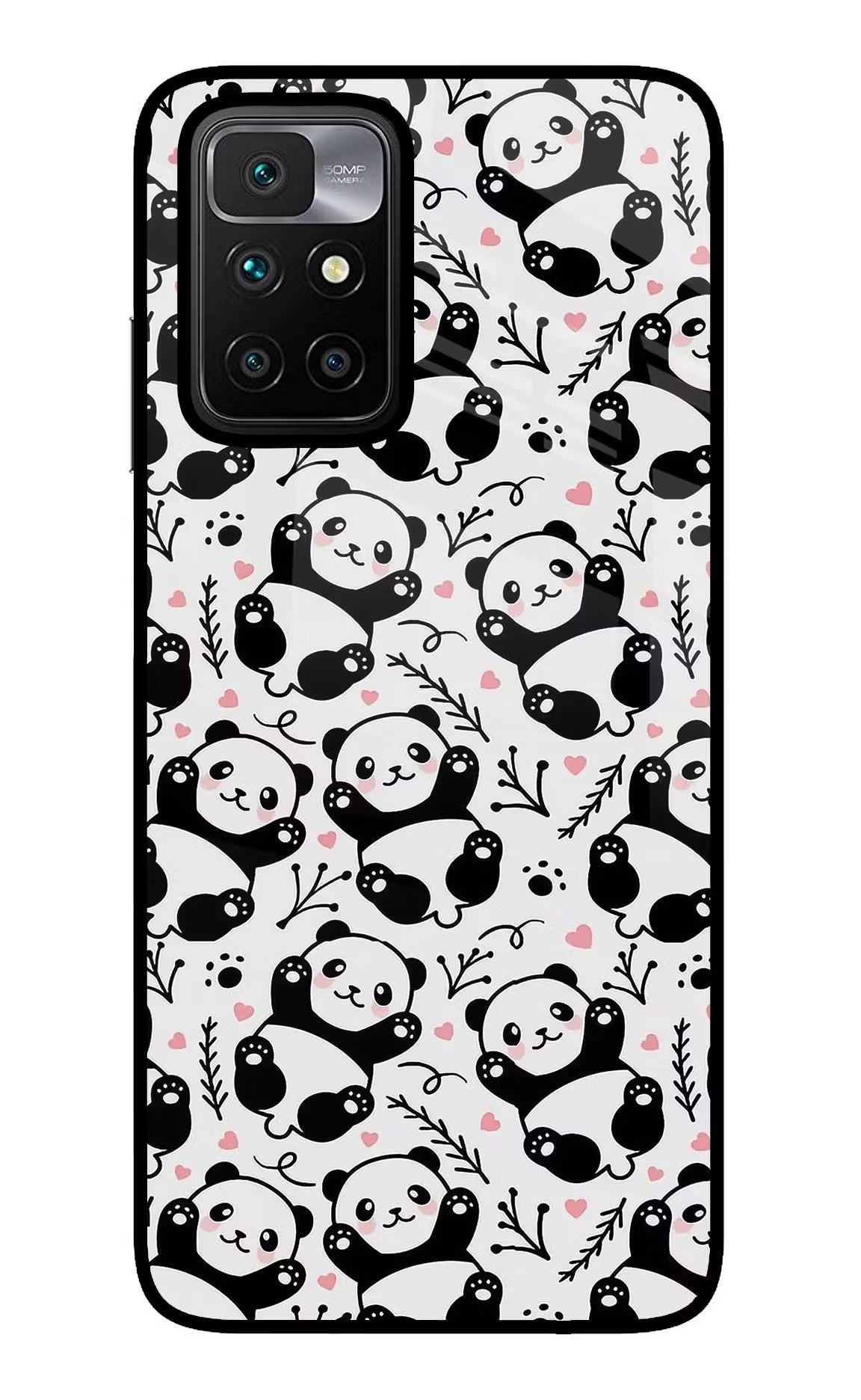 Cute Panda Redmi 10 Prime Glass Case Back Cover by Casekaro