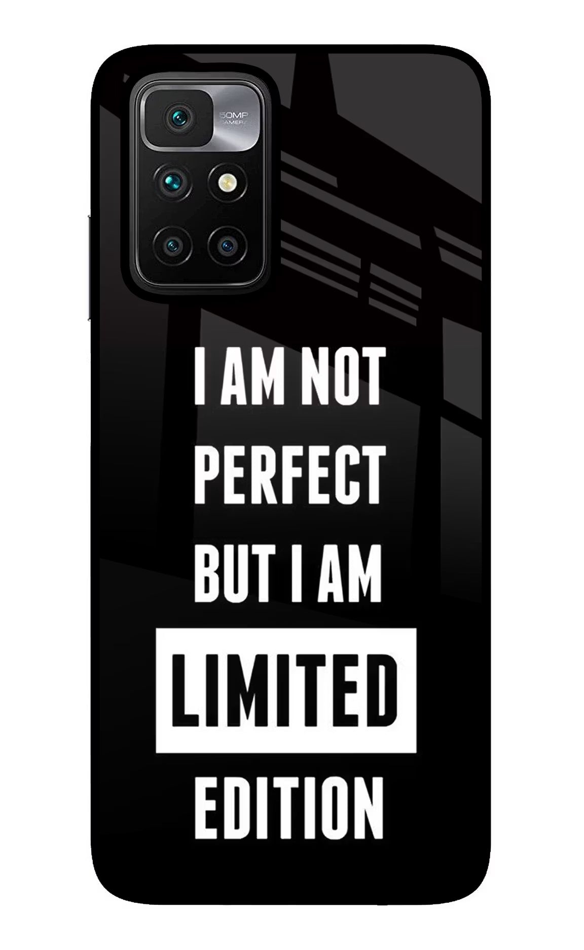 I Am Not Perfect But I Am Limited Edition Redmi 10 Prime Glass Case Back Cover by Casekaro
