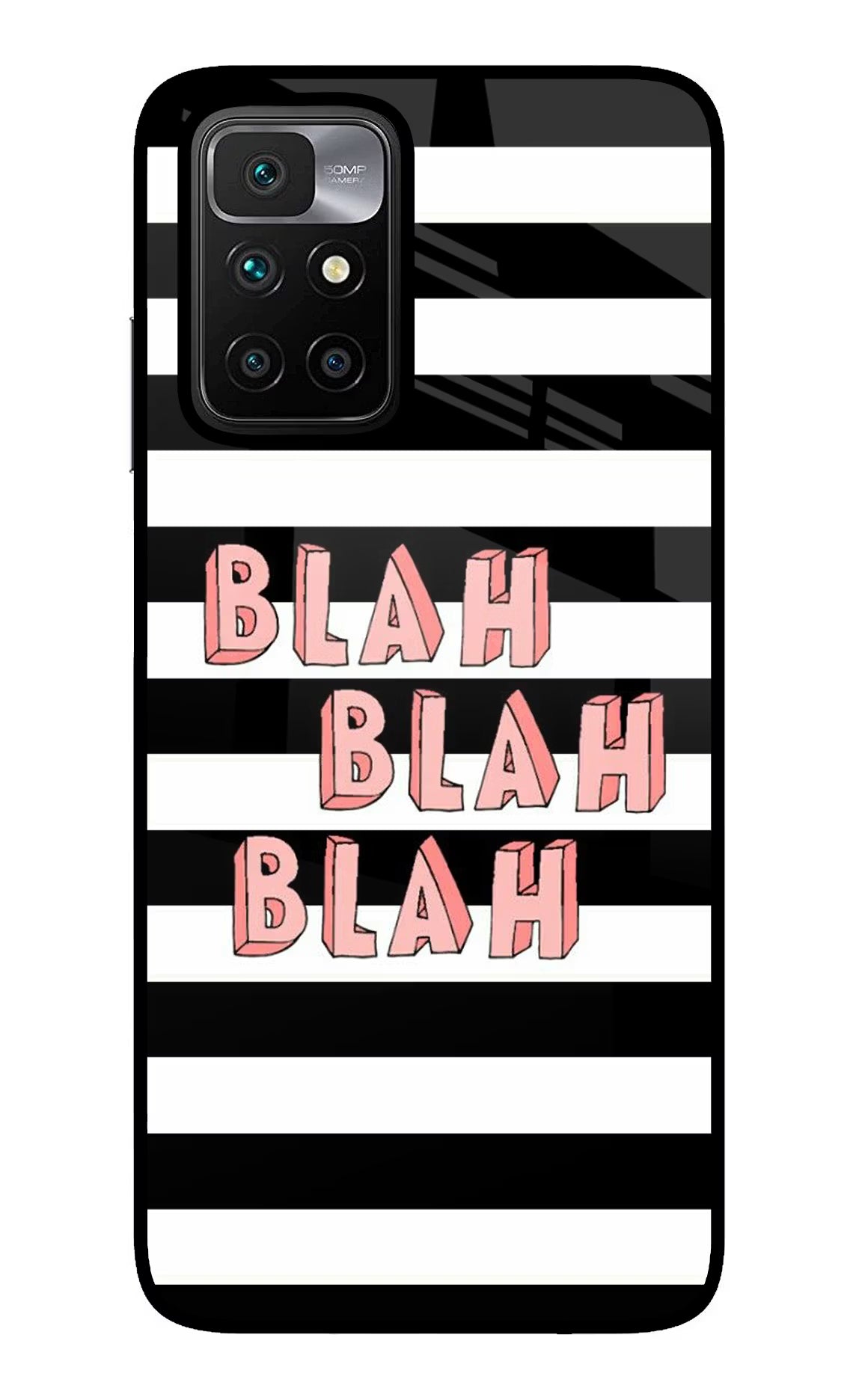 Blah Blah Blah Redmi 10 Prime Glass Case Back Cover by Casekaro