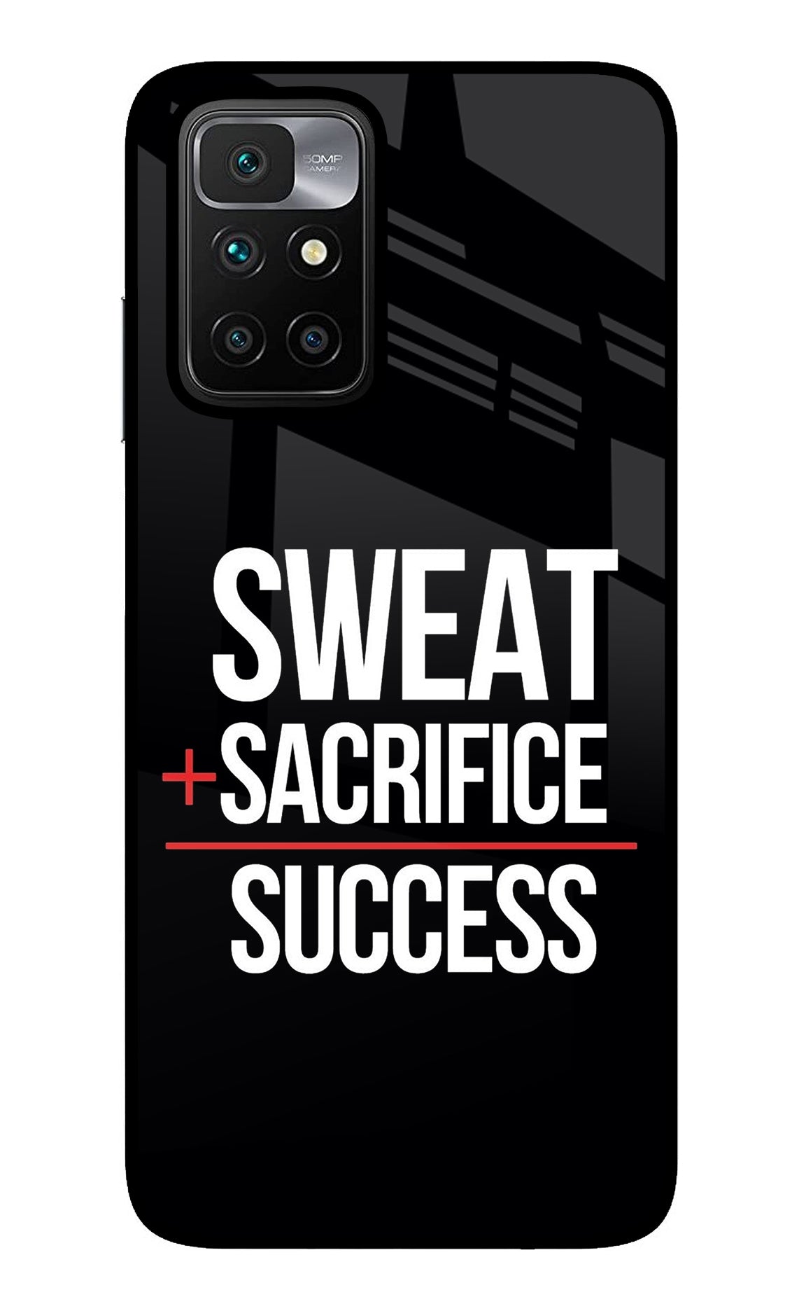 Sweat Sacrifice Success Redmi 10 Prime Glass Case