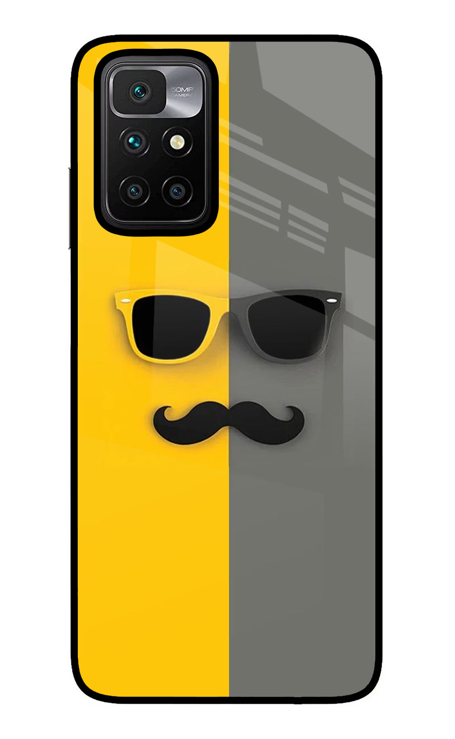 Sunglasses with Mustache Redmi 10 Prime Back Cover, Glass case