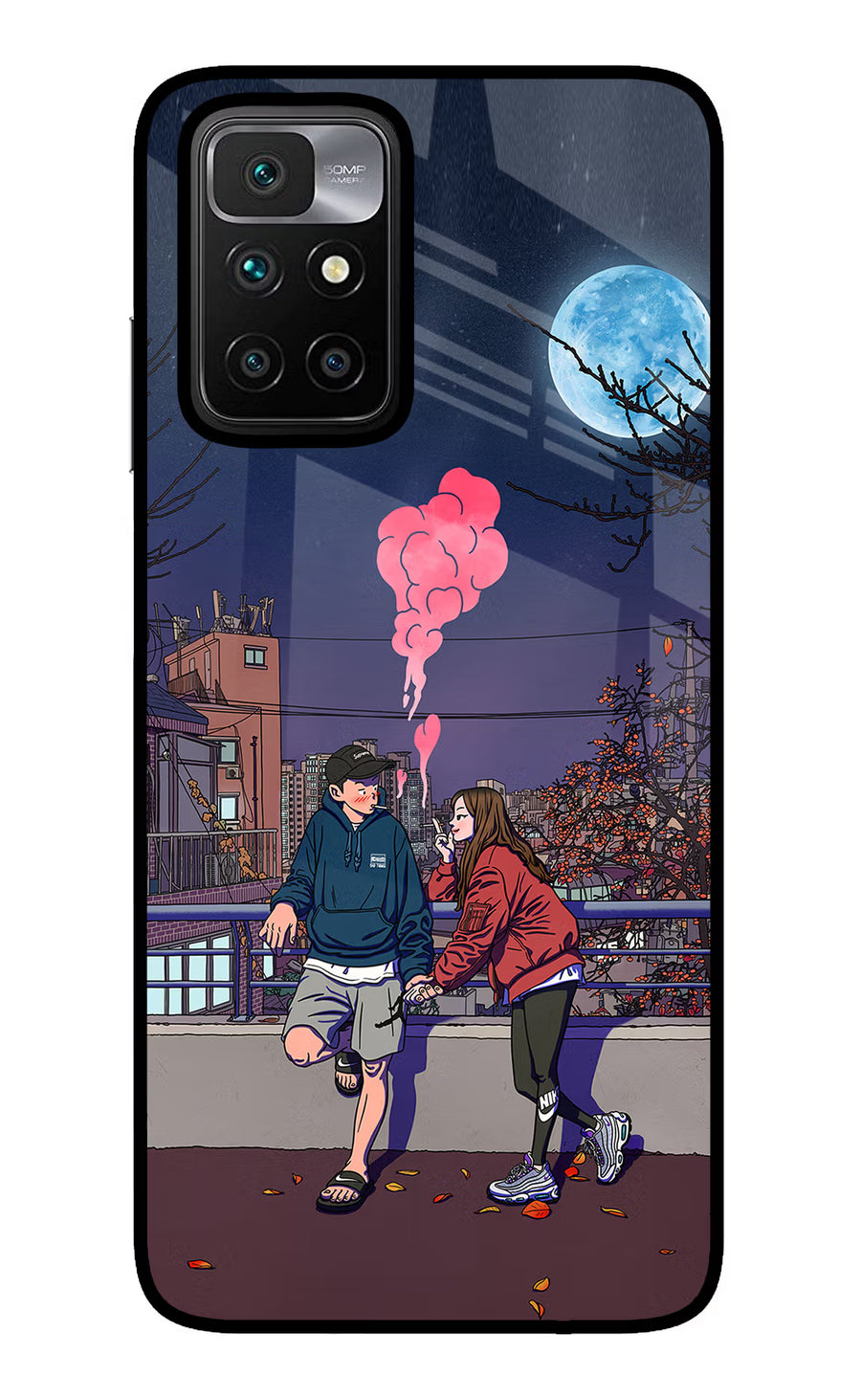 Chilling Couple Redmi 10 Prime Back Cover, Glass case