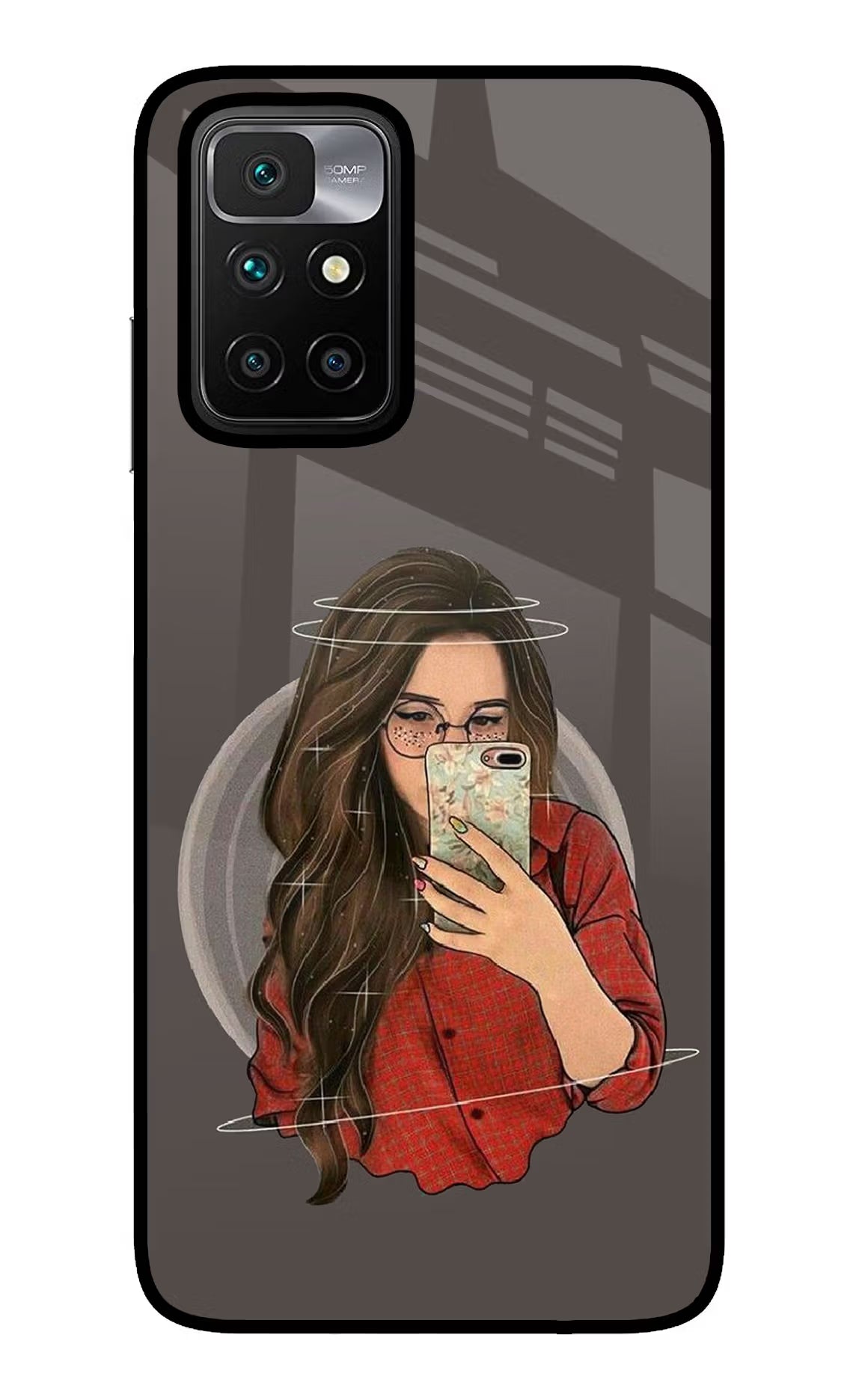 Selfie Queen Redmi 10 Prime Glass Case Back Cover by Casekaro