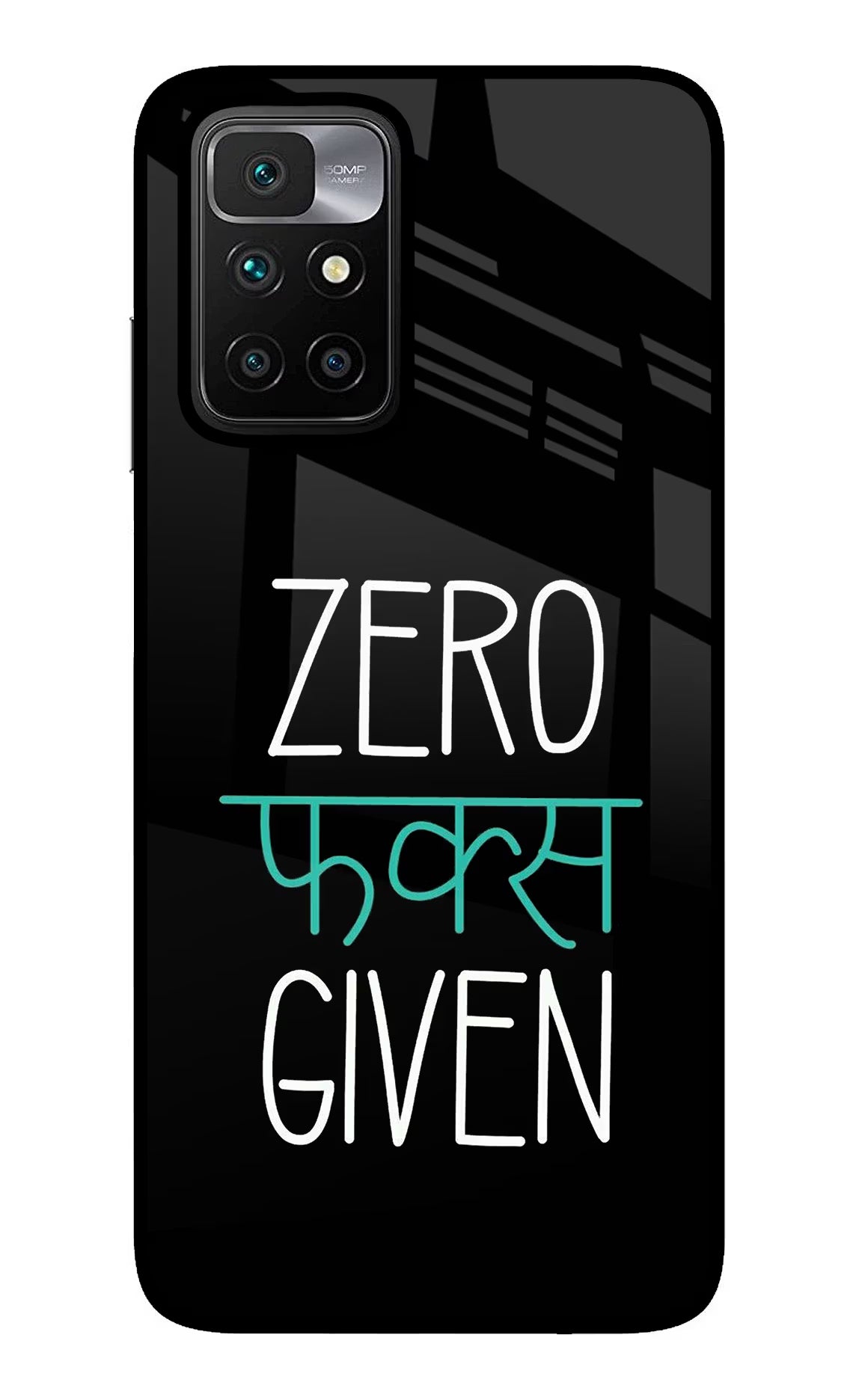 Zero Fucks Given Redmi 10 Prime Glass Case Back Cover by Casekaro