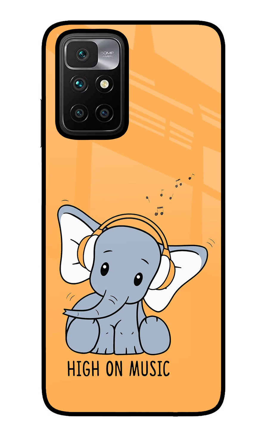 High On Music Redmi 10 Prime Back Cover, Glass case