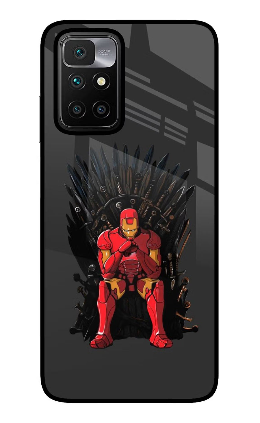 Ironman Throne Redmi 10 Prime Back Cover, Glass case