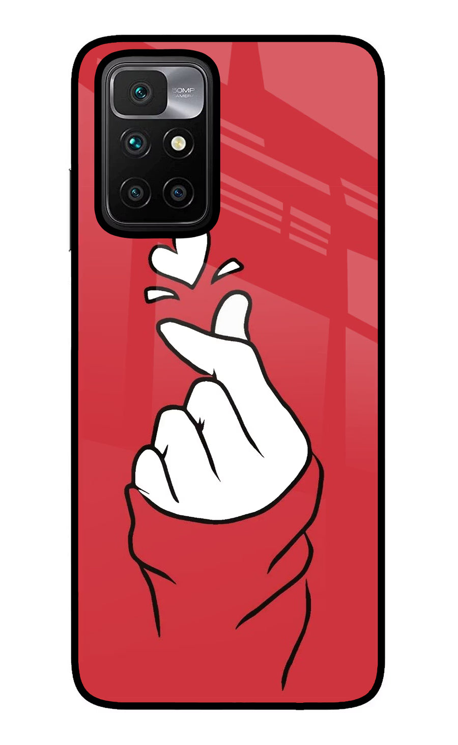 Korean Love Sign Redmi 10 Prime Back Cover, Glass case