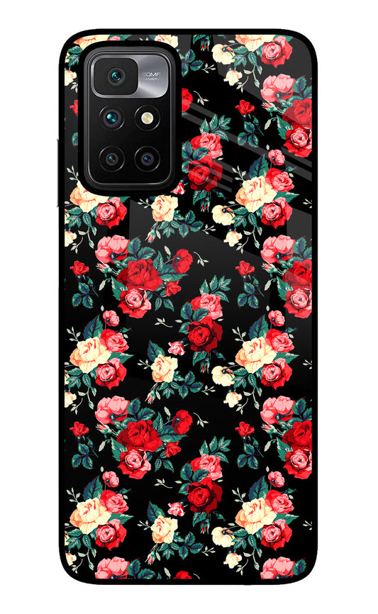 Rose Pattern Redmi 10 Prime Glass Case