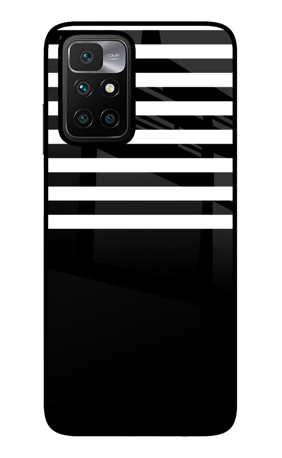 Black and White Print Redmi 10 Prime Back Cover, Glass case