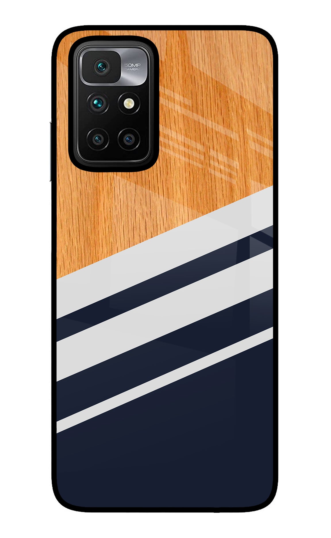 Blue and white wooden Redmi 10 Prime Back Cover