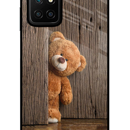 Teddy Wooden Redmi 10 Prime Glass Case Back Cover by Casekaro