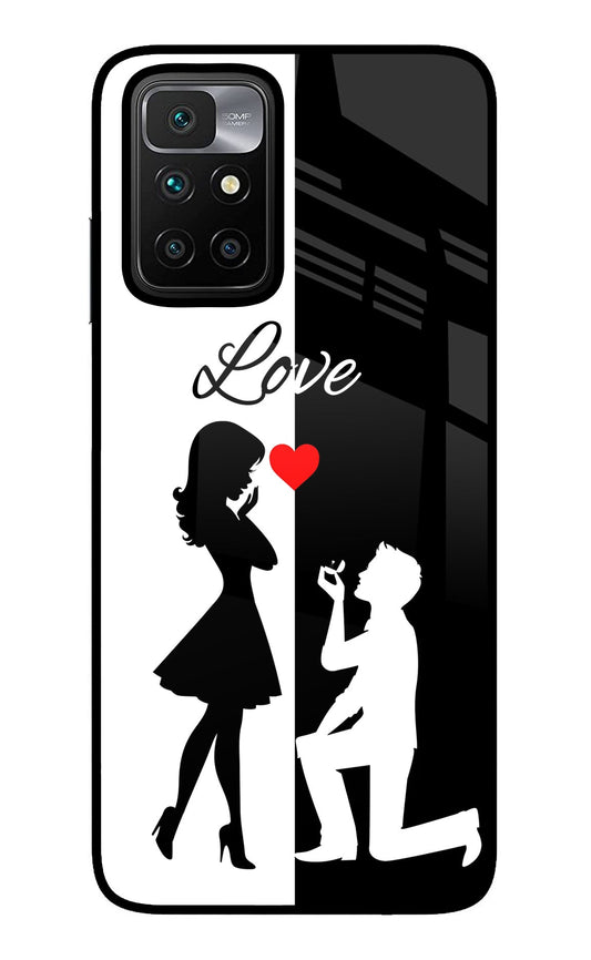 Love Propose Black And White Redmi 10 Prime Glass Case