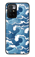 Blue Waves Redmi 10 Prime Glass Case Back Cover by Casekaro