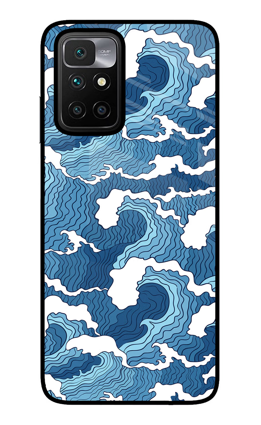 Blue Waves Redmi 10 Prime Back Cover, Glass case
