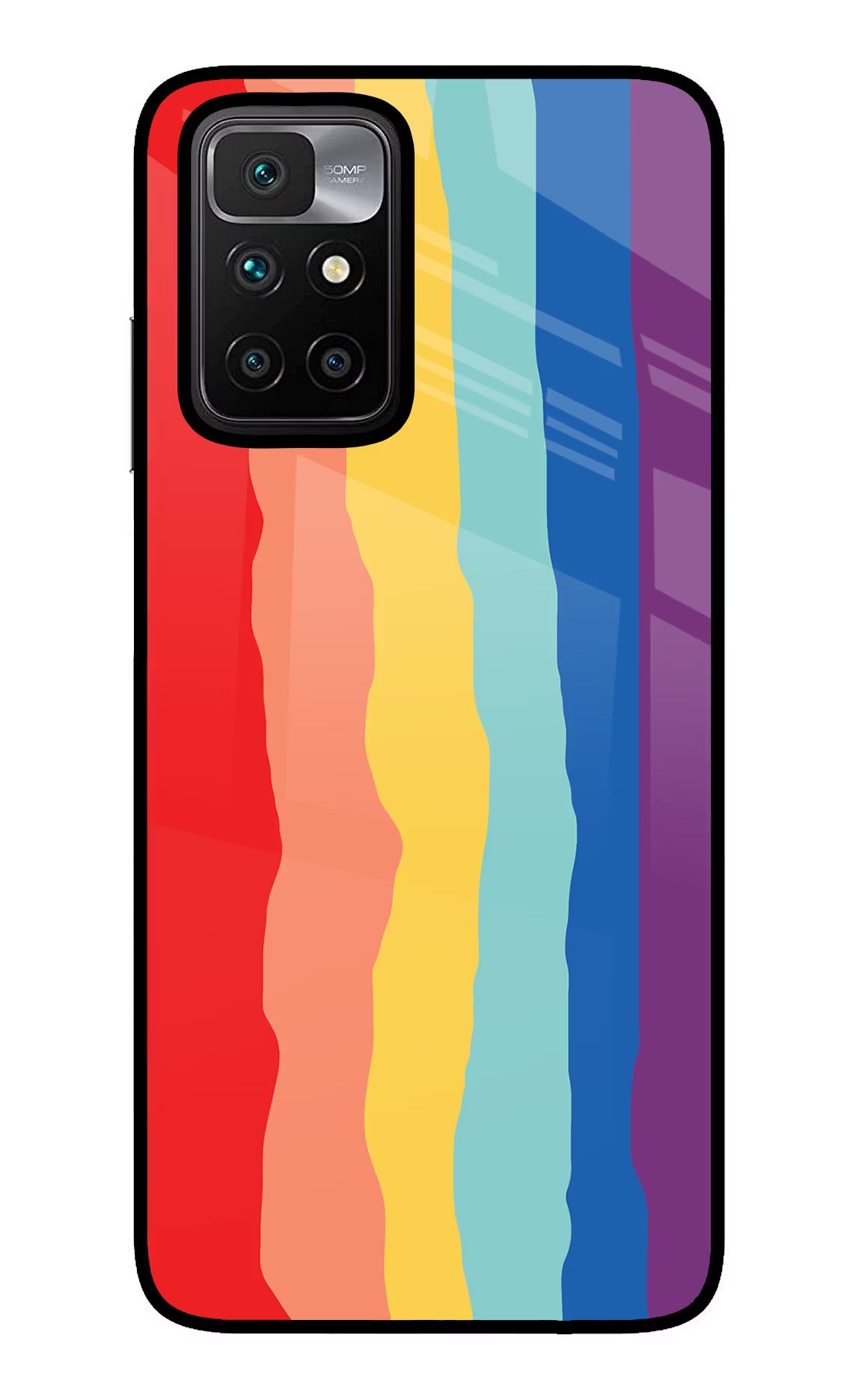 Rainbow Redmi 10 Prime Glass Case Back Cover by Casekaro