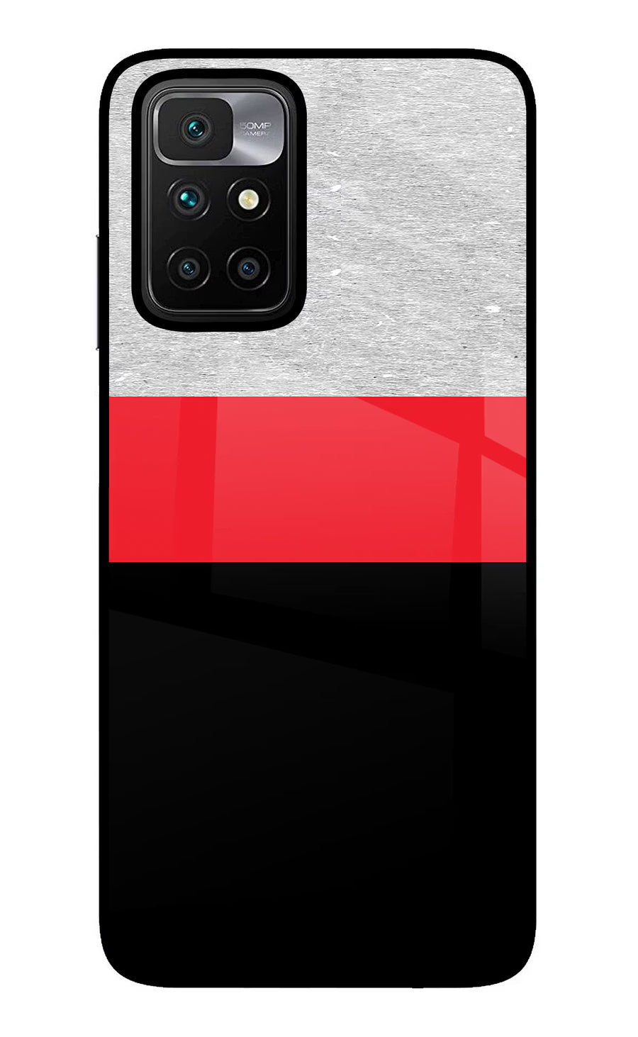 Tri Color Pattern Redmi 10 Prime Back Cover, Glass case