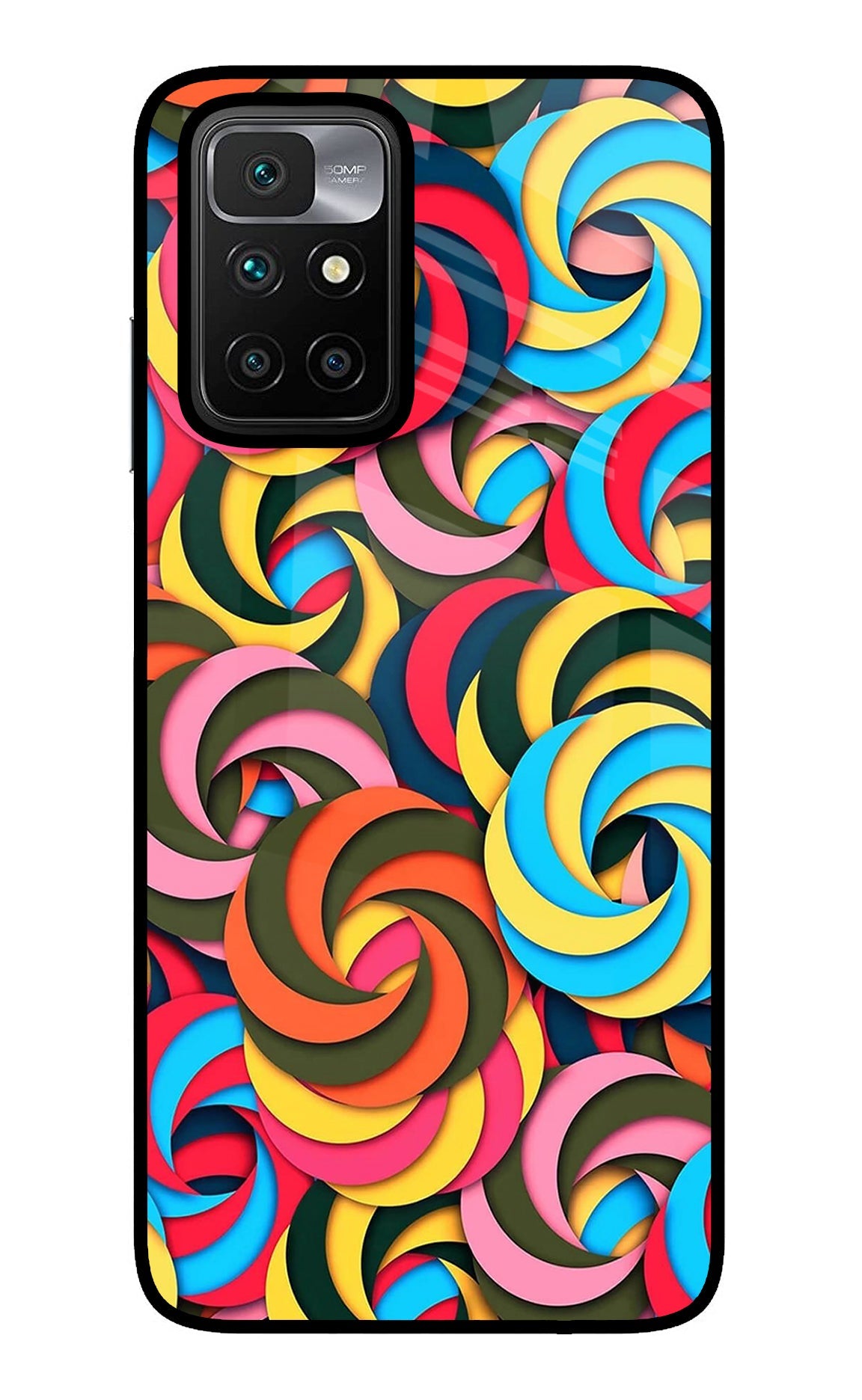 Spiral Pattern Redmi 10 Prime Glass Case