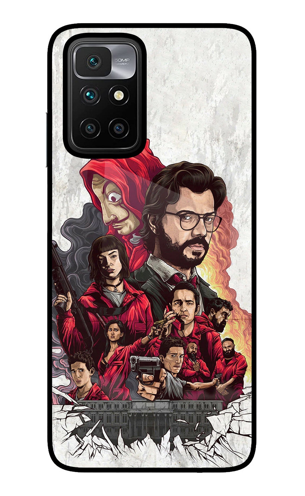 Money Heist Artwork Redmi 10 Prime Glass Case