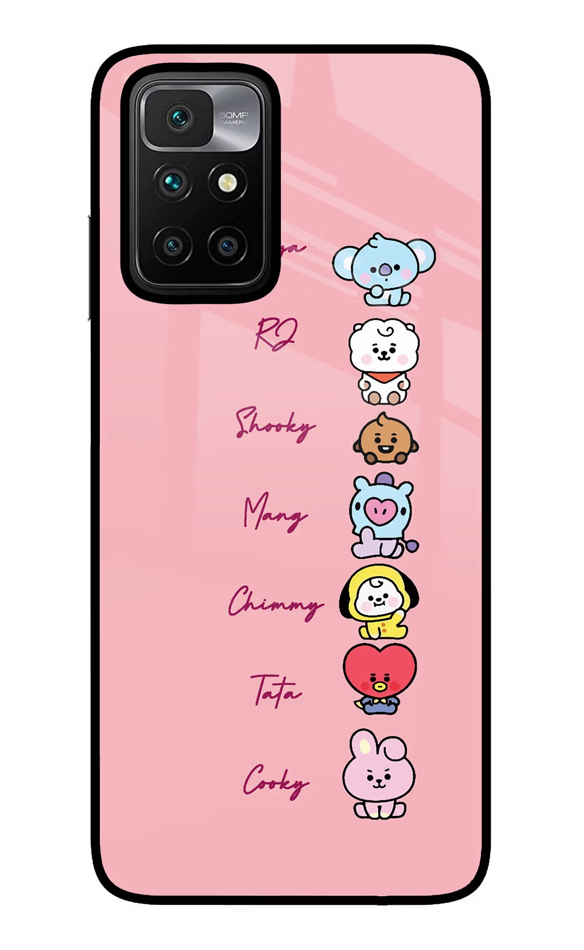 BTS names Redmi 10 Prime Glass Case Back Cover by Casekaro