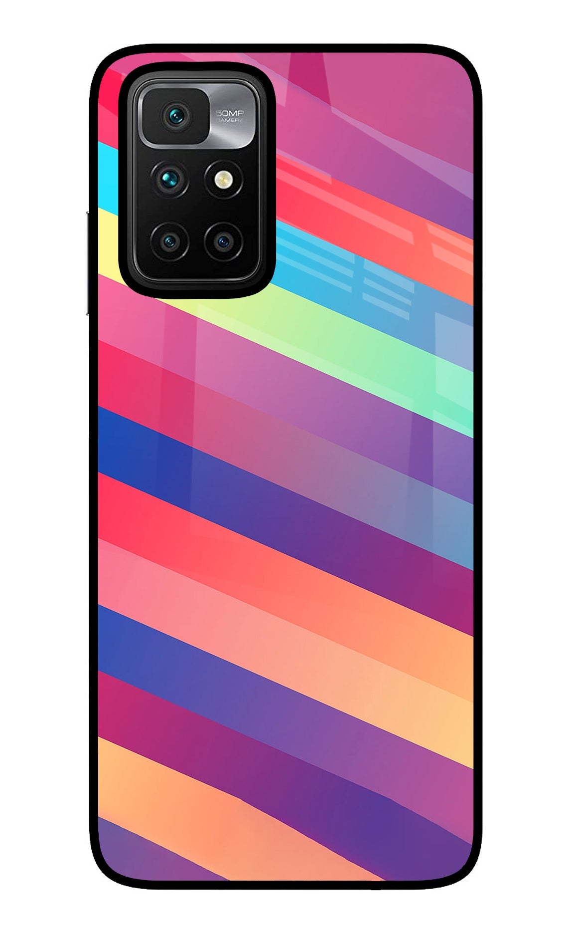 Stripes color Redmi 10 Prime Glass Case