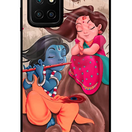 Radhe Krishna Redmi 10 Prime Glass Case Back Cover by Casekaro