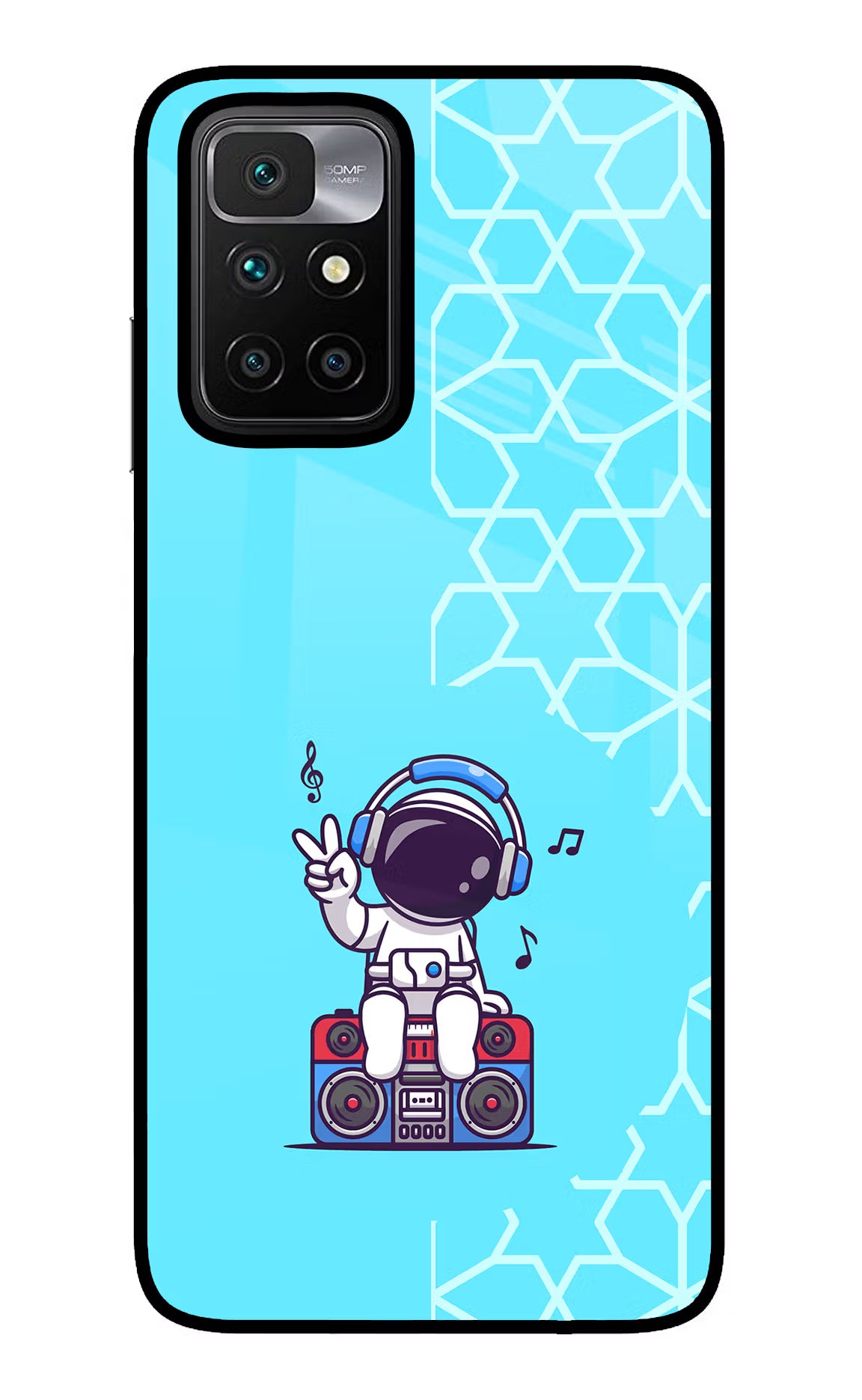 Cute Astronaut Chilling Redmi 10 Prime Glass Case Back Cover by Casekaro