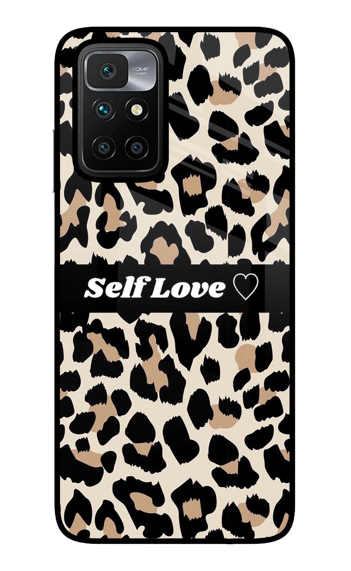 Leopard Print Self Love Redmi 10 Prime Glass Case