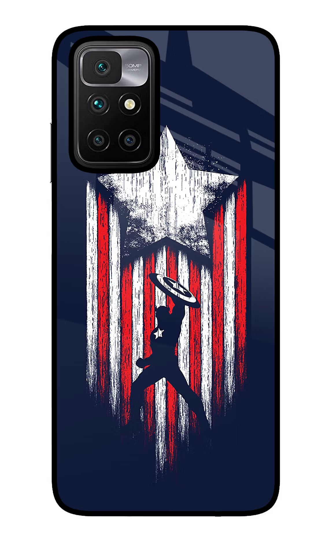Captain America Marvel Art Redmi 10 Prime Glass Case Back Cover by Casekaro