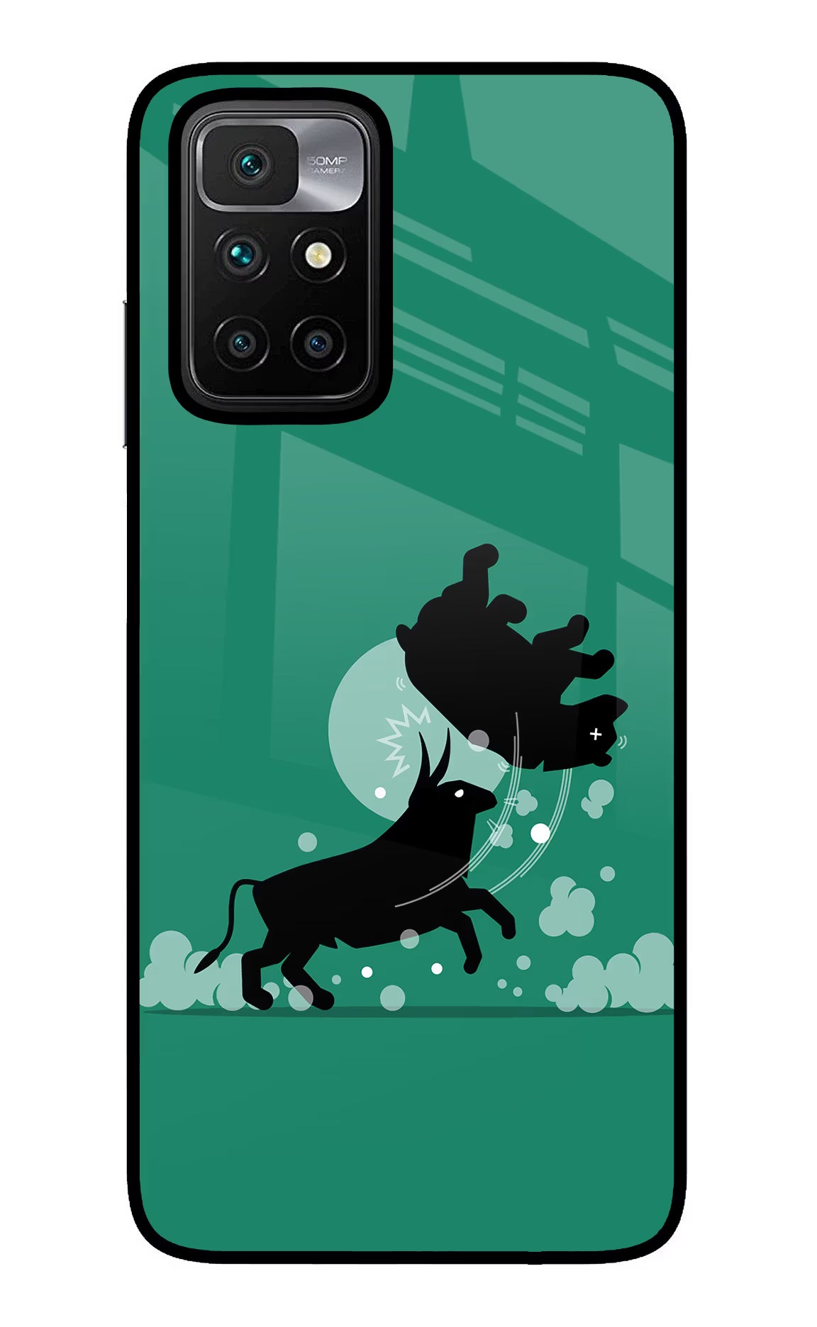 Bull Conqueror Redmi 10 Prime Glass Case Back Cover by Casekaro