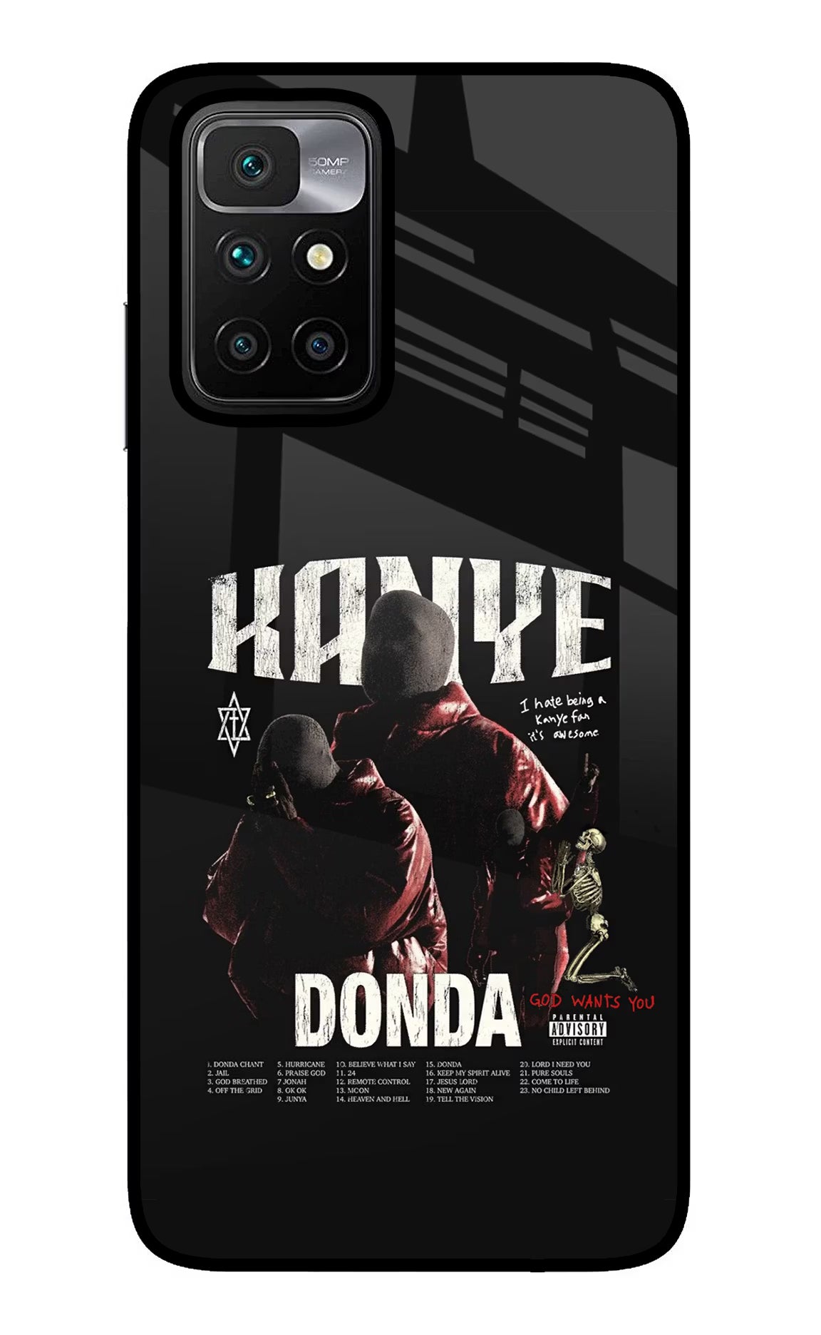 Donda Kanye West Redmi 10 Prime Glass Case Back Cover by Casekaro