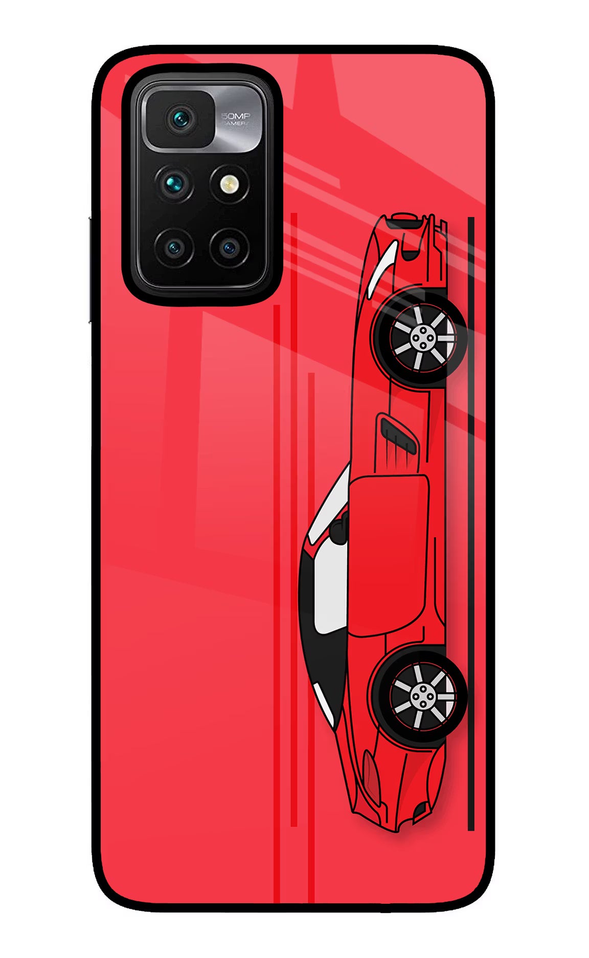 Red Velocity Redmi 10 Prime Glass Case