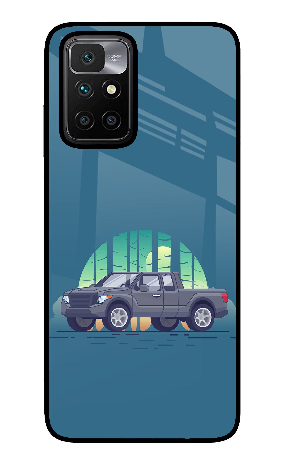 Retro Garage Vibe Redmi 10 Prime Glass Case Back Cover by Casekaro