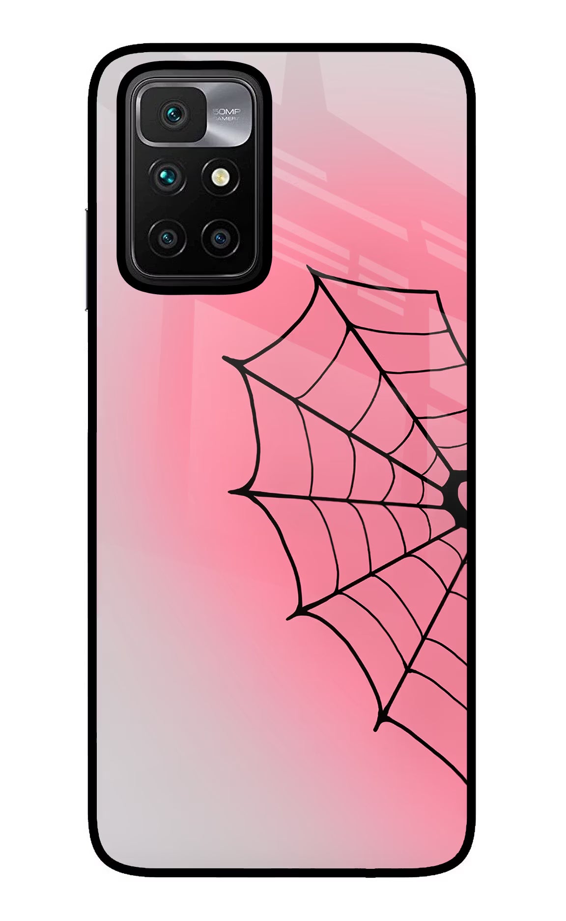 Pink Web Redmi 10 Prime Glass Case