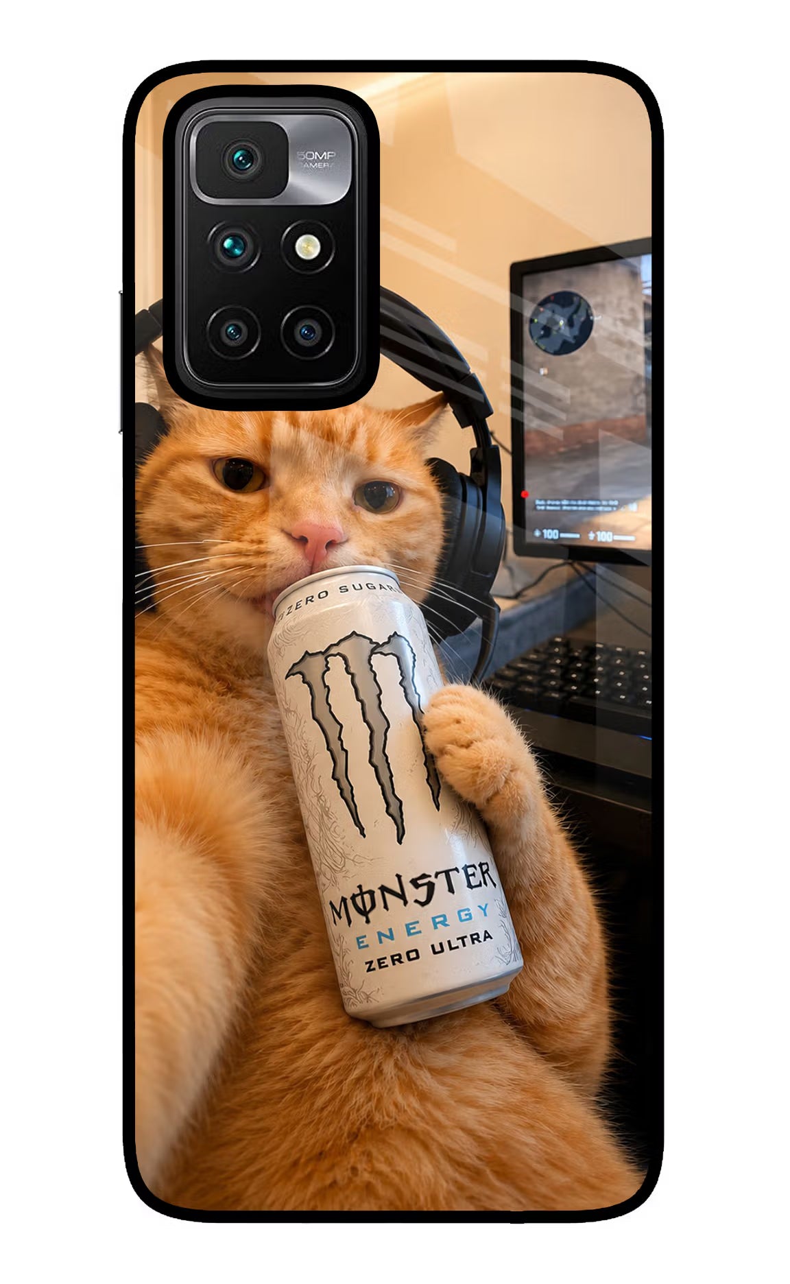 Gamer Cat Energy Redmi 10 Prime Glass Case
