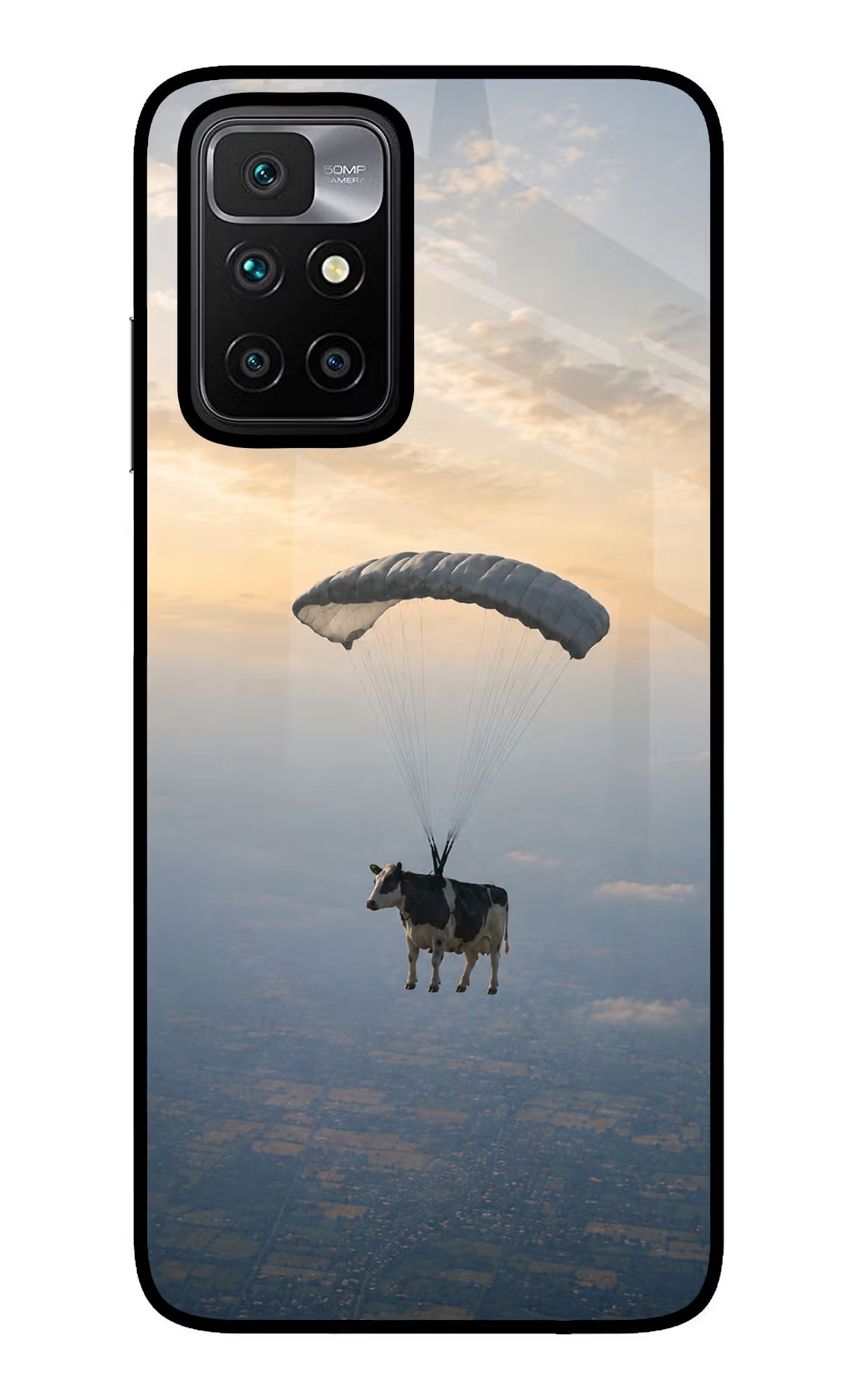 Skydiving Cow Redmi 10 Prime Glass Case