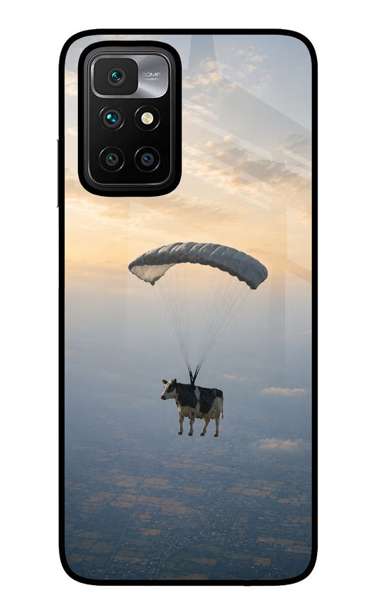 Skydiving Cow Redmi 10 Prime Glass Case