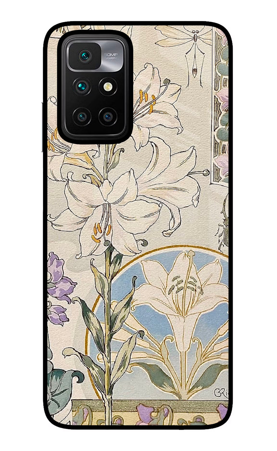 White Lily Redmi 10 Prime Back Cover, Glass case