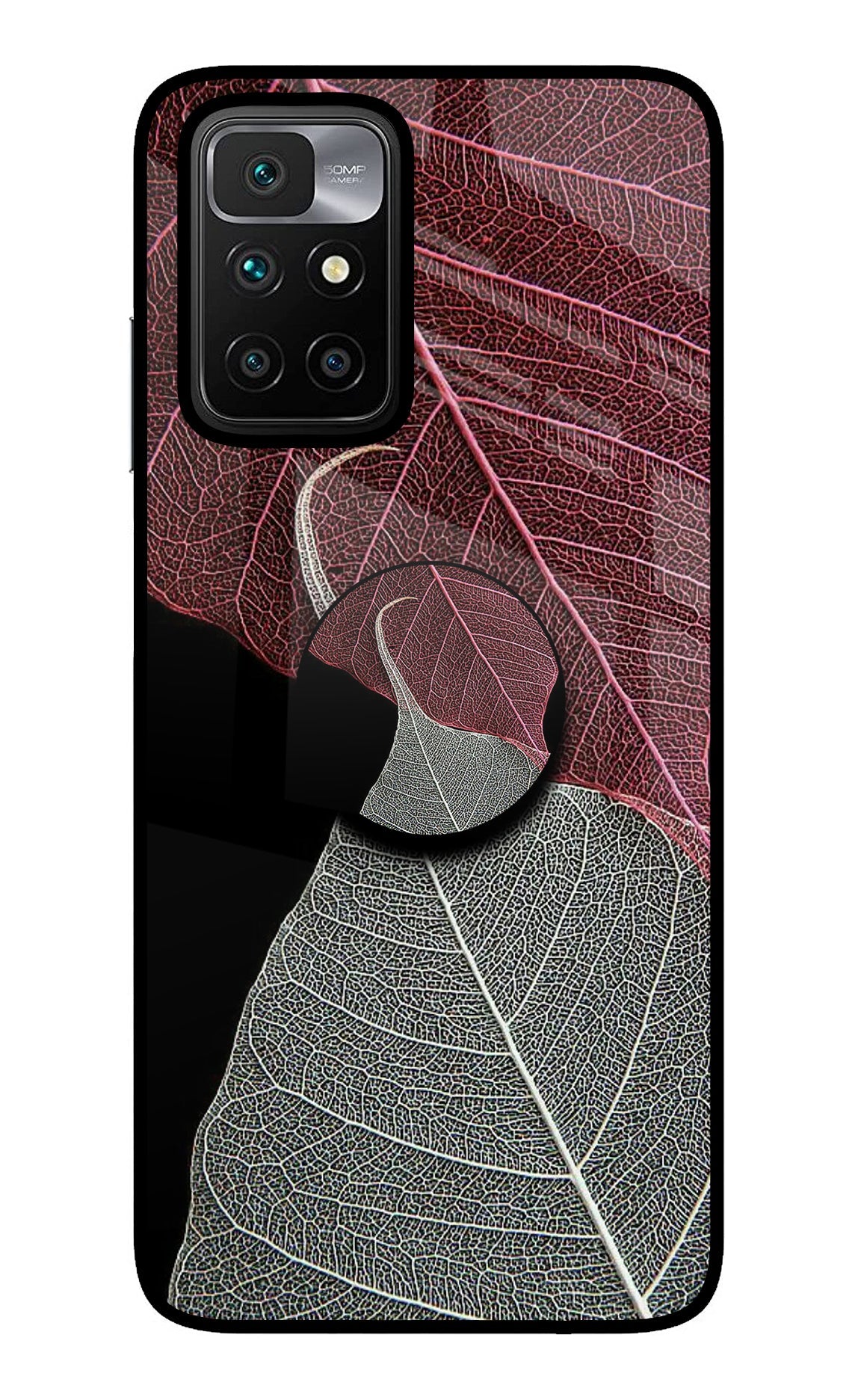 Leaf Pattern Redmi 10 Prime Glass Case