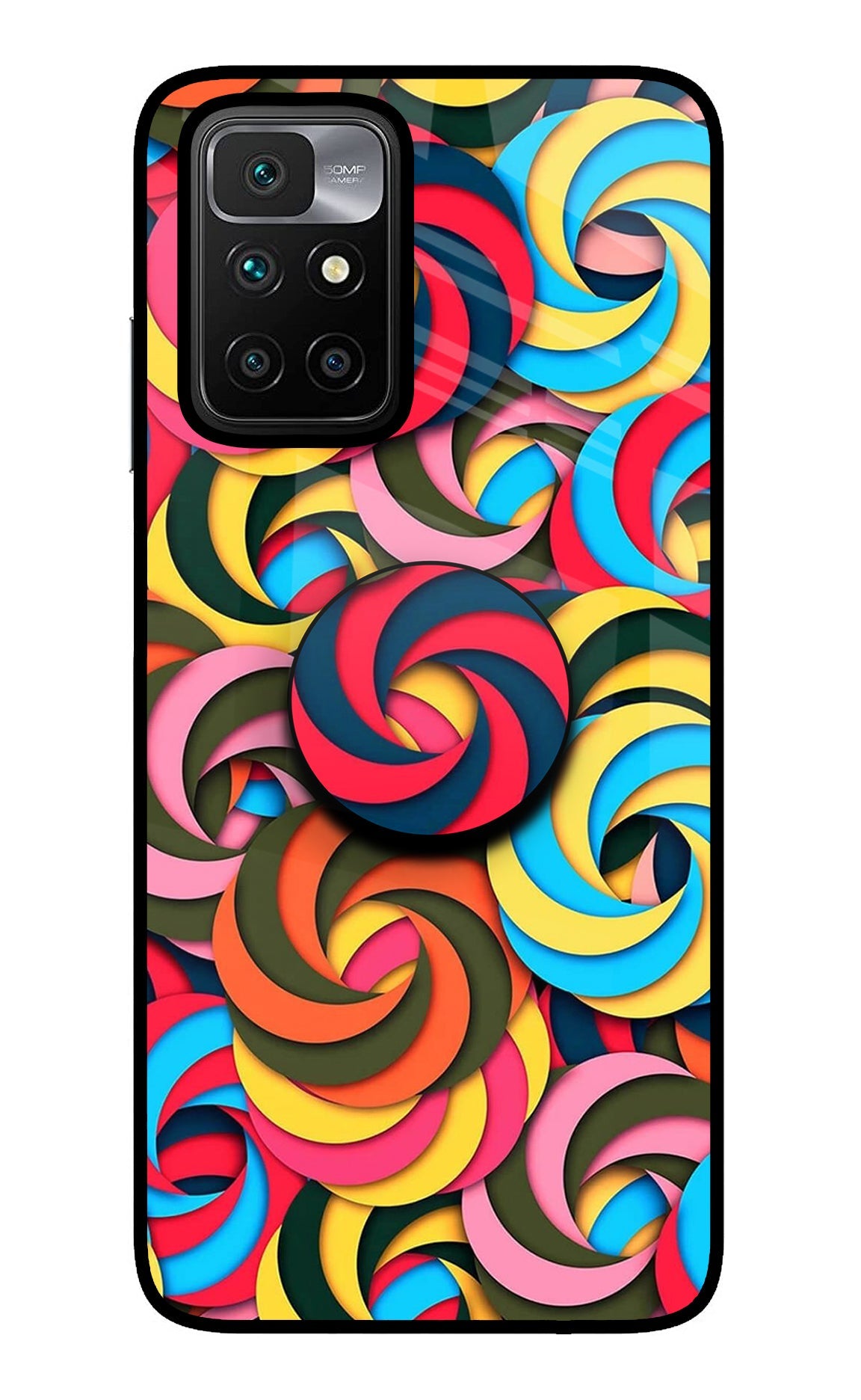 Spiral Pattern Redmi 10 Prime Glass Case