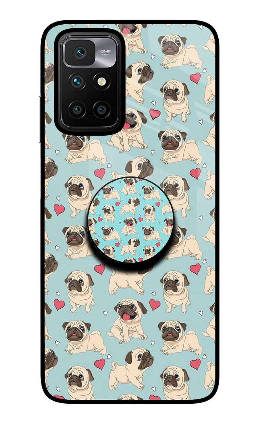 Pug Dog Redmi 10 Prime Pop Case, Glass case