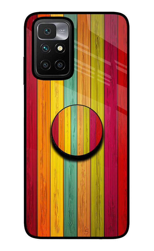 Multicolor Wooden Redmi 10 Prime Glass Case