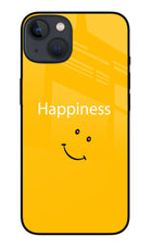 Happiness With Smiley iPhone 13 Glass Case Back Cover by Casekaro