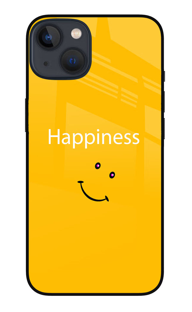 Happiness With Smiley iPhone 13 Glass Case Back Cover by Casekaro