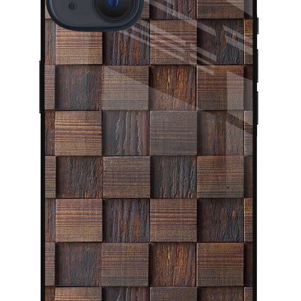 Wooden Cube Design iPhone 13 Glass Case Back Cover by Casekaro