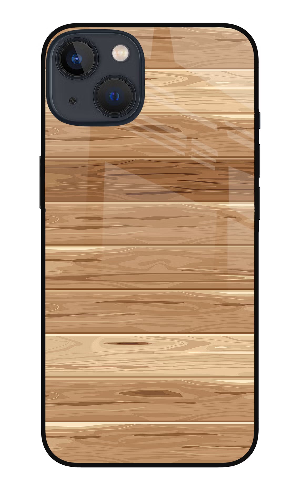 Wooden Vector iPhone 13 Glass Case Back Cover by Casekaro